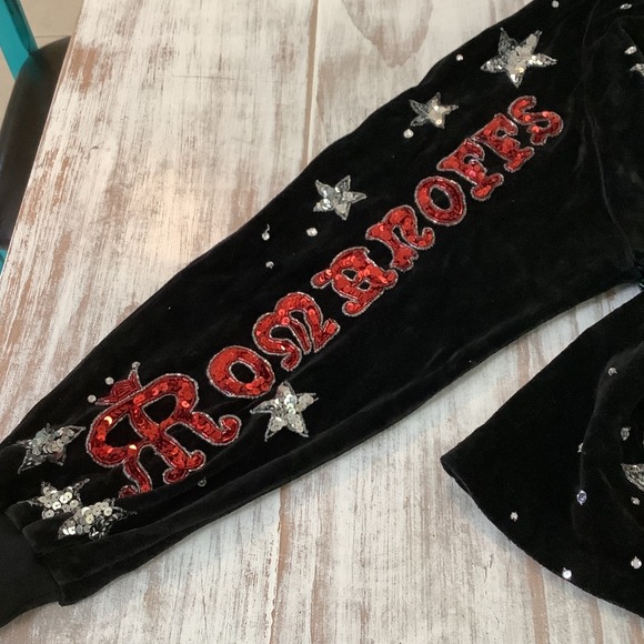 VTG Bonnie Boerer & Co Velour Sweatshirt Hollywood Night Club Print Medium - Picture 6 of 12